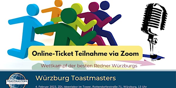 Online-Ticket zum Wettkampf der besten Redner der Toastmasters Würzburg