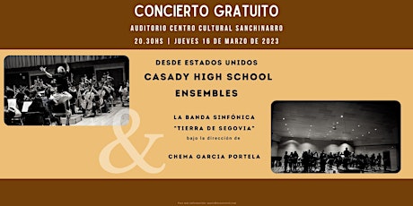 CONCIERTO GRATUITO: CASADY H.S. ENSEMBLES & BANDA S. TIERRA DE SEGOVIA