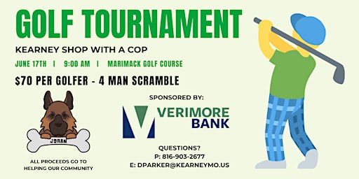 Immagine principale di Kearney Shop with a Cop - 4th Annual Golf Tournament! 