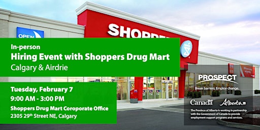 Shoppers Drug Mart Calgary/Airdrie Hiring Event! Hiring for multiple stores