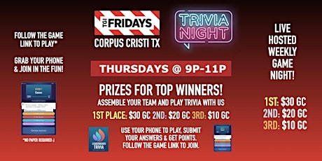 Trivia Game Night | TGI Fridays - Corpus Cristi TX