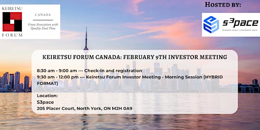 Keiretsu Forum Canada: Morning  Investor Meeting - February 9th Live Event