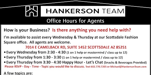 Office Hours for Agents & Agent Happy Hour primary image