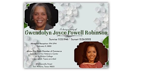 Joyous Memorial Reception: Celebrating the late Gwendolyn Robinson