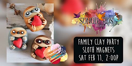 Family Clay Party at Songbirds- Sloth Magnets (ages 7+)