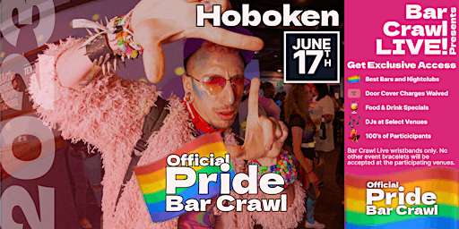 Imagem principal de 2023 Official Pride Bar Crawl Hoboken, NJ LGBTQ+ Bar Event