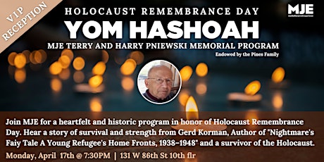 Yom Hashoah/Holocaust Remembrance Day  & Dessert Reception | 20s 30s YJPs