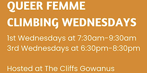 CRUX LGBTQ Climbing - Queer Femme Wednesdays @The Cliffs GOWANUS