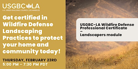 USGBC-LA Wildfire Defense Professional Certificate - Landscapers module