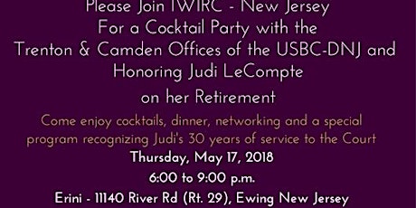 Cocktail Party with Trenton and Camden Offices of the USBC-DNJ Honoring Judi LeCompte  primary image