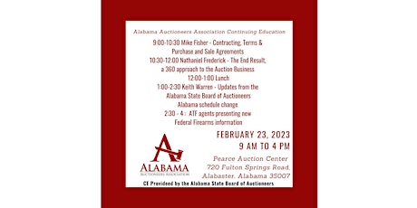 Alabama Auctioneers Association Continuing Education 2023