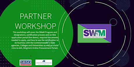 Imagen principal de PARTNER EVENT: SWaM Certification Application Info Session