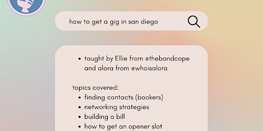 Get a Gig in San Diego - FREE workshop for musicians!