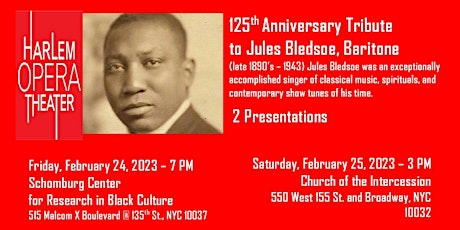 125th Anniversary Tribute to Jules Bledsoe, Baritone