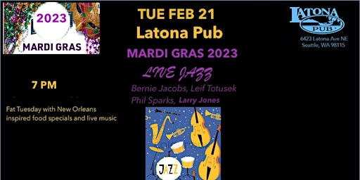 Latona Pub ~ Mardi Gras Band - Jacobs, Totusek, Sparks, Jones