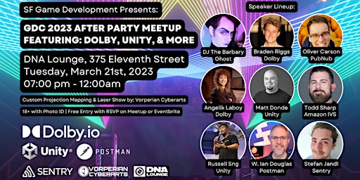 GDC 2023 After Party Meetup Featuring: Dolby, Unity, & More at DNA Lounge