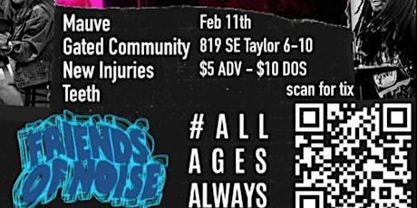 Friends of Noise Presents Gated Community/Teeth/Mauve/New Injuries