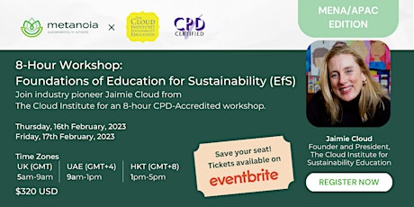 8-hour Education for Sustainability (EfS) Workshop with Jaimie Cloud (APAC)