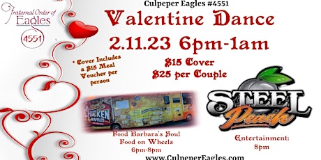 Valentines Dinner -Live Music from Steel Peach
