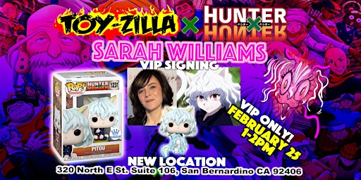 SARAH WILLIAMS VIP ONLY HXH PITOU signing FEB 25th @CollectorsNightOut primary image