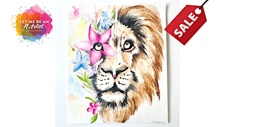Paint the lion with watercolor