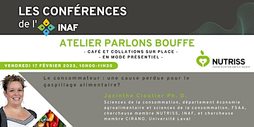 Les conférences de l'INAF - Atelier Parlons bouffe - Jacinthe Cloutier