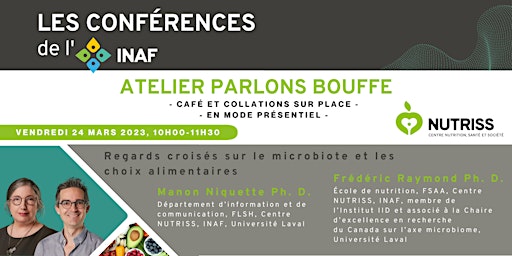 Conférences de l'INAF - Parlons bouffe - Manon Niquette et Frédéric Raymond