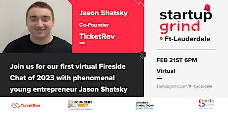 Startup Grind Fort Lauderdale is hosting Jason Shatsky of TicketRev