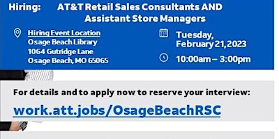 AT&T Retail Sales Consultants AND Assistant Store Managers Hiring Event