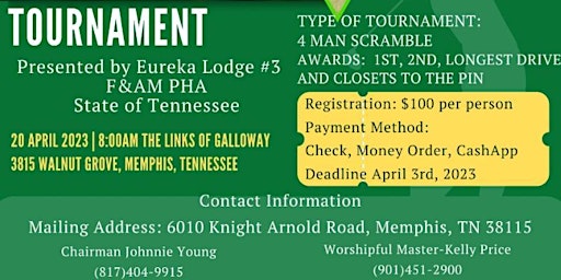 Eureka Lodge#3 Inaugural Scholarship Golf Tournament