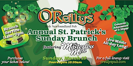 O'Reilly's St Patrick's Sunday Brunch, March 19
