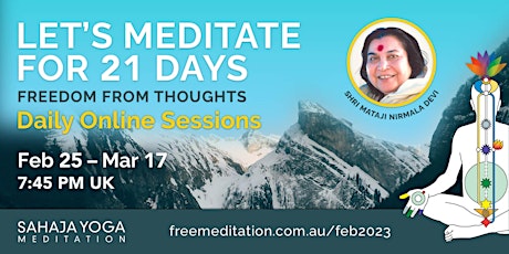 Freedom from thoughts in 21 days- 2023 Free Sahaja Yoga Meditation Course