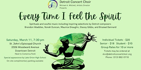 Every Time I Feel the Spirit -March 11- St. John's Episcopal - Detroit primary image