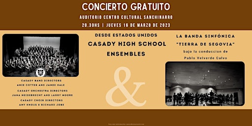 CONCIERTO GRATUITO: CASADY H.S. ENSEMBLES & BANDA S. TIERRA DE SEGOVIA
