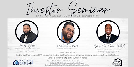 Investor Seminar:  Path to Owning Investment Properties