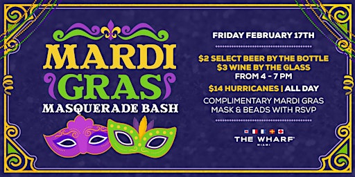 Mardi Gras- Masquerade Bash at The Wharf Miami!
