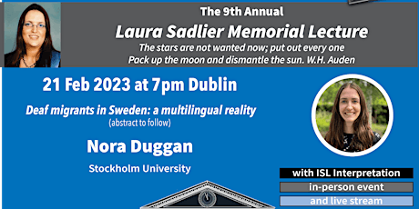 The 9th annual Laura Sadlier Memorial Lecture primary image