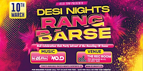 Desi Nights ™ - Rang Barse - Holi Celebration Club Night