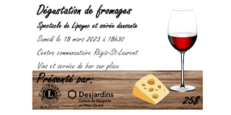 Dégustation de fromages - Club Lions de St-Anaclet primary image