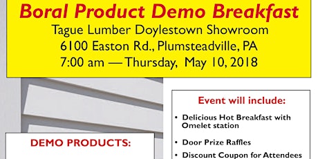 Boral & Versetta Stone FREE Product Demo & HOT Breakfast at Tague Doylestown Showroom primary image