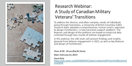 Research Webinar: A Study of Canadian Military Veterans' Transitions