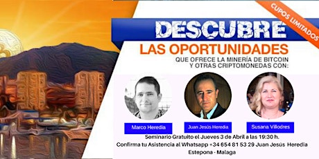 Imagen principal de ¡Seminario Gratuito Donde Descubrirás Las Oportunidades Que Ofrece La Minería de Bitcoin y Otras Criptomonedas!