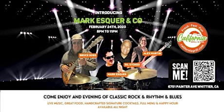 Live Music w/ Mark Esquer & Co., and Tequila/Whiskey Tasting -TBD