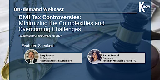 Recorded Webcast: Civil Tax Controversies primary image
