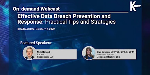 Hauptbild für Recorded Webcast: Effective Data Breach Prevention and Response