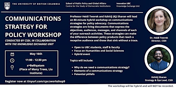 Communications Strategy for Policy Workshop (Humanities & Social Sciences)