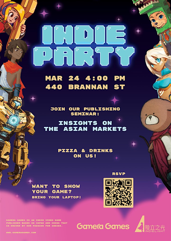 Gamera Games Indie Party Poster