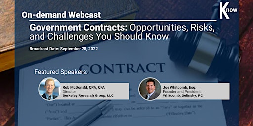 Primaire afbeelding van Recorded Webcast: Government Contracts: Opportunities, and Risks