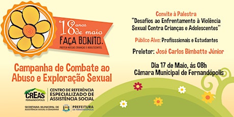 Imagem principal do evento Palestra: "Desafios ao Enfrentamento à Violência Sexual Contra Crianças e Adolescentes"