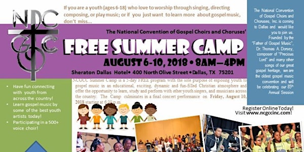 2018 NCGCC Summer Camp (Dallas youth 5-18)